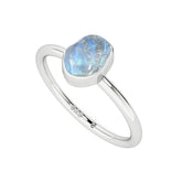 rainbow-moonstone rough shape stackable bezel-set ring