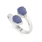 tanzanite rough shape stackable bezel-set ring