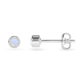 natural rainbow moonstone round shape stud earrings