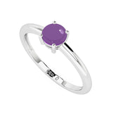 amethyst round cab stackable prong-set ring