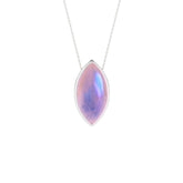 natural pink-moonstone marquise shape pendant necklace