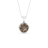 natural smoky-quartz round shape pendant necklace