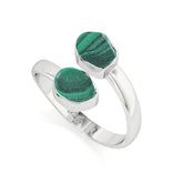 malachite rough shape stackable bezel-set ring