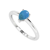 turquoise pear cab stackable prong-set ring