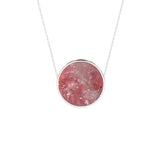 natural pink-moonstone round shape pendant necklace