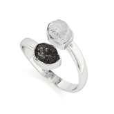 herkimer-black-tourmaline rough shape stackable bezel-set ring