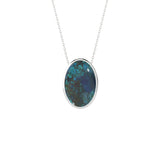 natural azurite-malachite oval shape pendant necklace