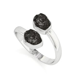 black-tourmaline rough shape stackable bezel-set ring