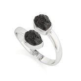 shungite rough shape stackable bezel-set ring