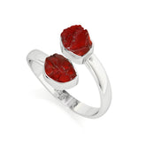 red-garnet rough shape stackable bezel-set ring