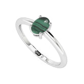 malachite oval cab stackable prong-set ring