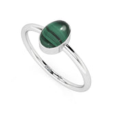 malachite oval cab stackable bezel-set ring