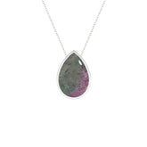 natural ruby-zoisite pear shape pendant necklace