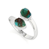 chrysocolla rough shape stackable bezel-set ring