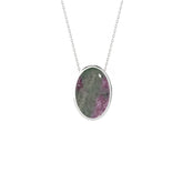 natural ruby-zoisite oval shape pendant necklace