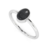 shungite oval cab stackable bezel-set ring