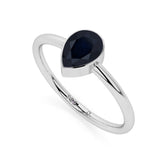 blue sapphire pear cut stackable bezel-set ring