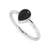 black onyx pear cab stackable bezel-set ring
