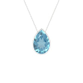natural swiss-blue-topaz pear shape pendant necklace