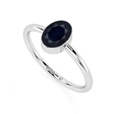 blue sapphire oval cut stackable bezel-set ring