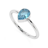 swiss blue topaz pear cut stackable bezel-set ring
