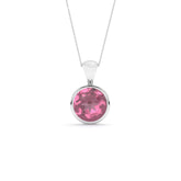 natural pink-tourmaline round shape pendant necklace