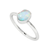 ethiopian-opal rough shape stackable bezel-set ring