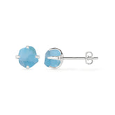 natural larimar rough shape stud earrings