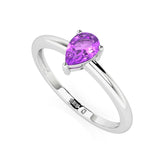 amethyst pear cut stackable prong-set ring