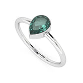 green tourmaline pear cut stackable bezel-set ring