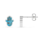 natural compressed turquoise ahimsa shape stud earrings
