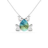 natural labradorite frog shape pendant necklace