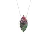 natural ruby-zoisite marquise shape pendant necklace