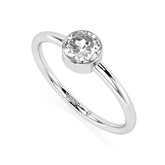 white topaz round cut stackable bezel-set ring