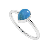 turquoise pear cab stackable bezel-set ring