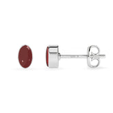 natural red garnet oval shape stud earrings