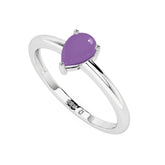amethyst pear cab stackable prong-set ring
