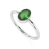 chrome diopside oval cut stackable bezel-set ring