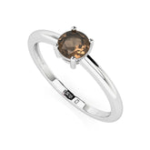 smoky quartz round cut stackable prong-set ring