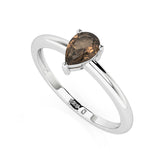 smoky quartz pear cut stackable prong-set ring