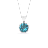natural london-blue-topaz round shape pendant necklace