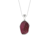 natural pink-tourmaline rough shape pendant necklace