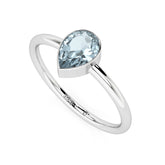 aquamarine pear cut stackable bezel-set ring
