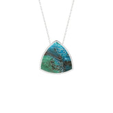 natural chrysocolla trillion shape pendant necklace