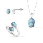 rainbow-moonstone rough shape stackable bezel Jewelry set