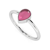 pink tourmaline pear cab stackable bezel-set ring