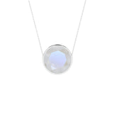 natural rainbow-moonstone round shape pendant necklace