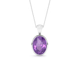 natural amethyst oval shape pendant necklace
