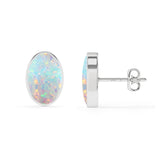natural ethiopian opal oval shape stud earrings