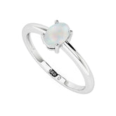 ethiopian opal oval cab stackable prong-set ring